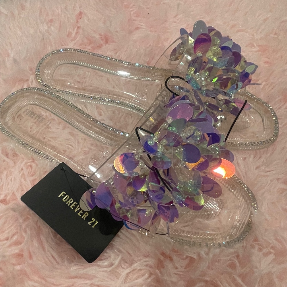 Never worn glitzy and cosmic sandals